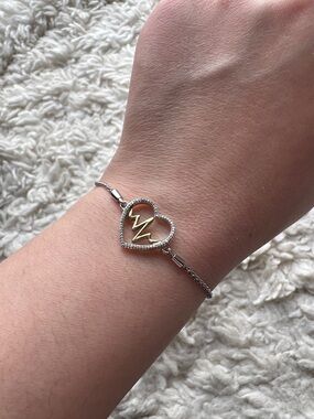 10K .925 Heartbeat Bolo Bracelet